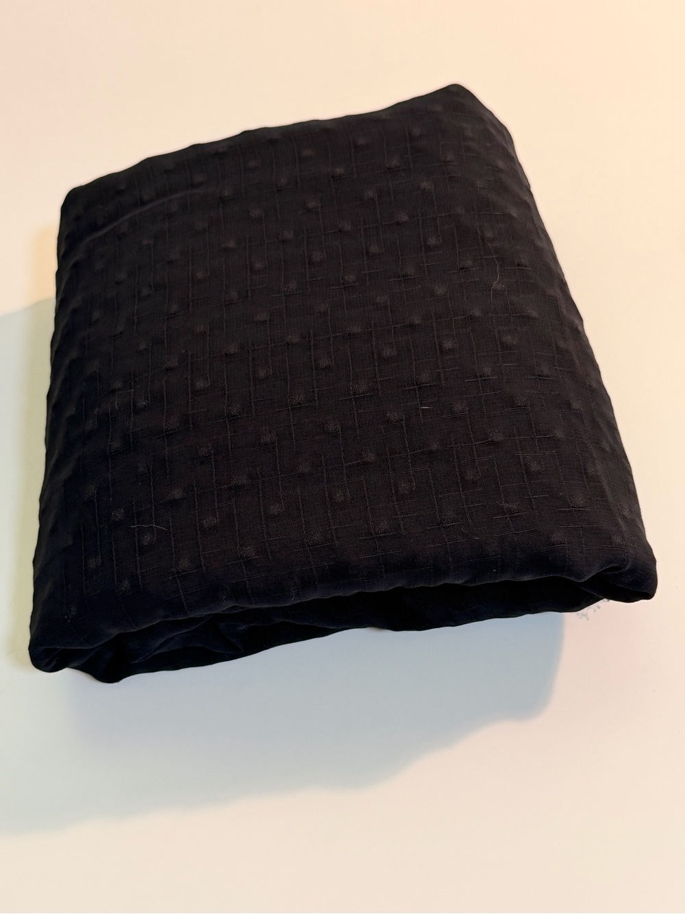 Black sheer Swiss dot fabric. 60” wide, 2 yards. New. Unwashed.